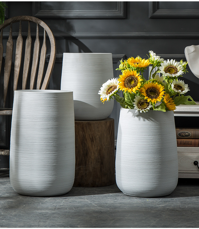 Nordic contracted VAT flowerpot garden large ceramic vase landing garden villa decoration place flowerpot flower bed