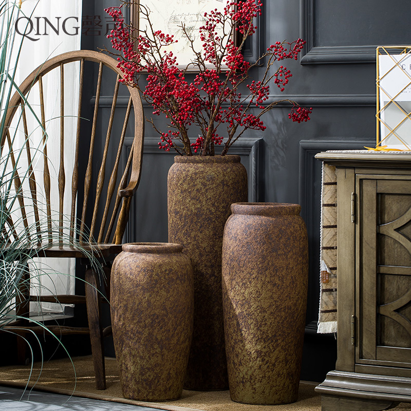 Landing a large vase Chinese style restoring ancient ways is dried flower arranging flowers vases sitting room hotel ceramic furnishing articles do old pottery by hand