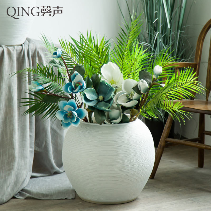 Jingdezhen ceramic vase of large sitting room dry flower arranging flowers furnishing articles contracted and I white clay flowerpots by hand