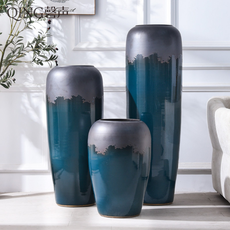 Ceramic vase of large modern European household dried flower arranging flowers sitting room adornment is placed hotel villa decoration