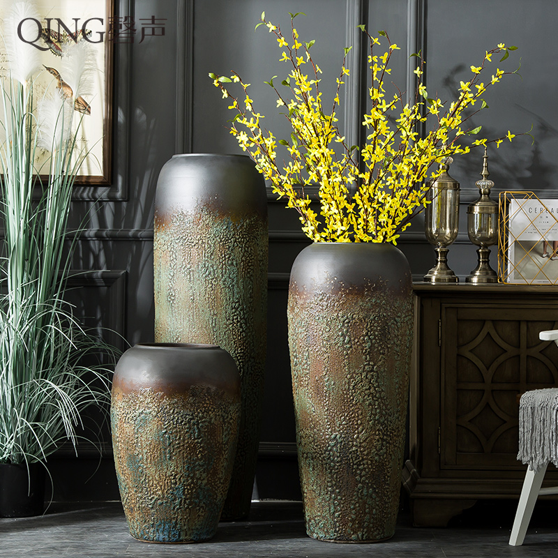 Jingdezhen ceramic floor large vase furnishing articles sitting room TV ark, flower arranging dried flower porcelain Chinese style restoring ancient ways POTS