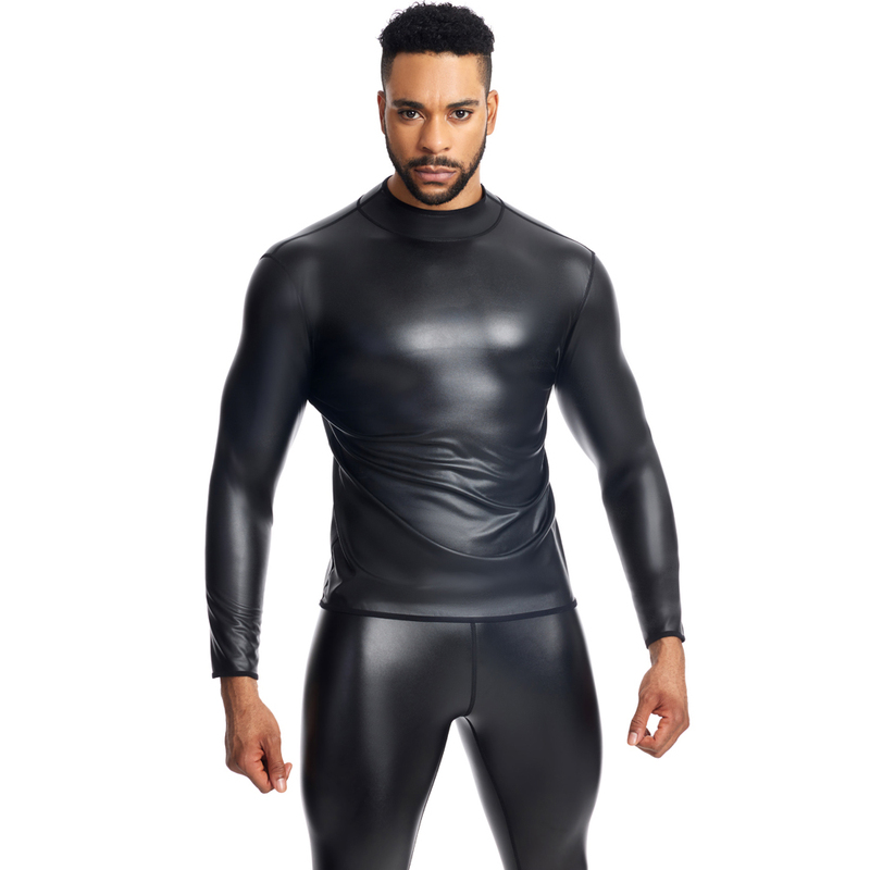 Fashionable Men's High-Elastic Leather Jacket, Slim-Fit Long-Sleeve Stand-Up Collar Casual Biker Shirt, Four-Way Stretch Plus-Size Sports Fitness Clothing Fashionable Men's High-Elastic Leather Jacket, Slim-Fit Long-Sleeve Stand-Up Collar Casual Biker Shirt, Four-Way Stretch Plus-Size Sports Fitness Clothing