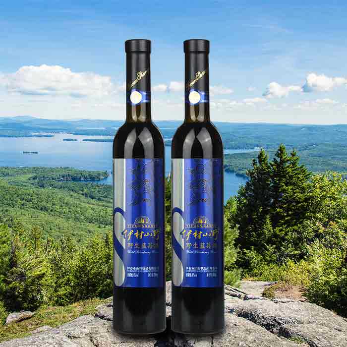 Yimura Hills Wild Blueberry Fruit Wine Blueberry Fermented Red Wine Sweet Wine Slightly Intoxicated Small Wine Preparation Wine Yichun Blueberry Ice Wine