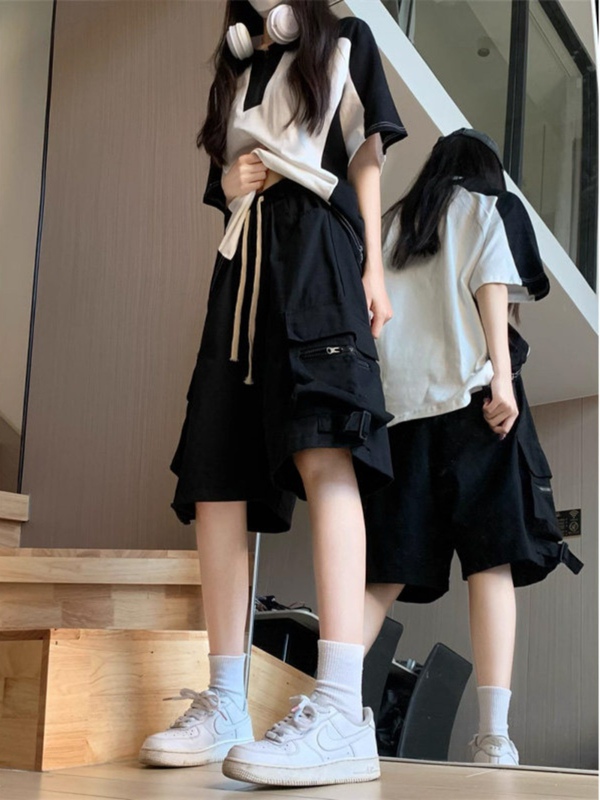 American-Style Workwear 6-Point Shorts for Women, Summer 2026 New Model, Knee-Length Shorts for Junior High School Students, Sports Mid-Length Pants American-Style Workwear 6-Point Shorts for Women, Summer 2026 New Model, Knee-Length Shorts for Junior High School Students, Sports Mid-Length Pants