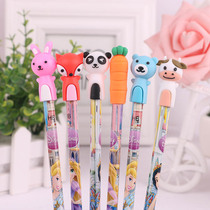 Primary School Children Pen Cap Cute Cartoon Animal Soft Glue Pencil Cover Pencil Lid Protection Extender child with pencil head