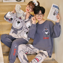 Couple pajamas women Spring and Autumn Winter cotton long sleeve cartoon set mens thin students cute outside home