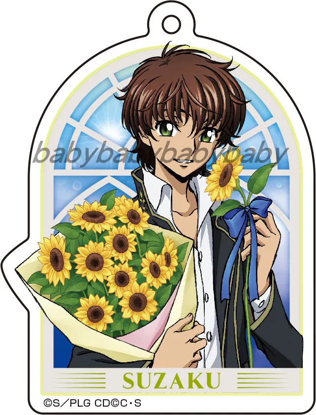 Аниме Code Geass Lelouch of the Rebellion, наборы периферии Suzaku, новые раскрашенные акриловые брелоки в наличии