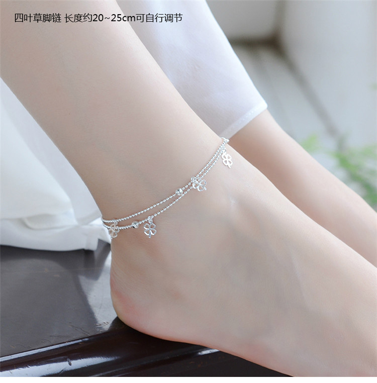 Bạc sterling bạc thông minh vòng chân lá cây đơn giản chân nhẫn nhẫn chic quà tặng bạn gái mẫu nữ - Vòng chân lắc chân vàng