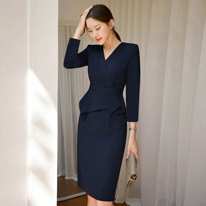 Professional Dress with a High-End Feel, Spring and Summer Waist-Cinching, Slimming, Ol-Style Workwear Suit Dress, Commuting Hotel Work Uniform for Women Professional Dress with a High-End Feel, Spring and Summer Waist-Cinching, Slimming, Ol-Style Workwear Suit Dress, Commuting Hotel Work Uniform for Women