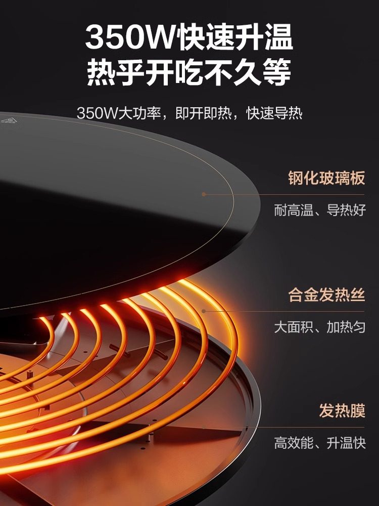 Supor Warming Plate, Hot Dish Plate, Food Insulation Plate, Round Multifunctional Household Plate, Heating Table Mat, Hot Dish Magic Tool