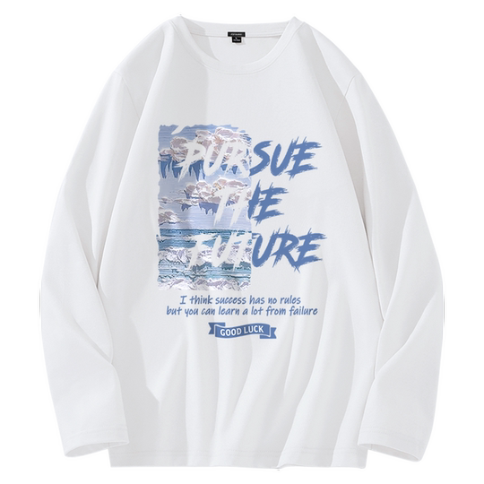 GV pure cotton long-sleeved t-shirt for men 2024 spring and autumn new style boys heavyweight high-end loose large size round neck T-shirt B