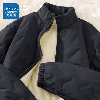 Nn jeanswest new winter cotton jackets for men, plus velvet, warm casual cotton jackets, youth stand-up collar loose jackets, trendy Nn jeanswest new winter cotton jackets for men, plus velvet, warm casual cotton jackets, youth stand-up collar loose jackets, trendy