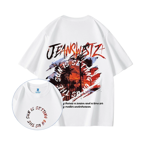 Весенняя трендовая двусторонная футболка, короткий рукав, в американском стиле, круглый воротник