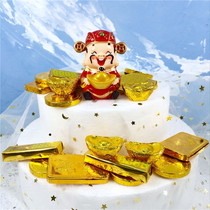 Cake ornaments birthday cake decoration God of wealth chocolate copper money Fortune cake decoration