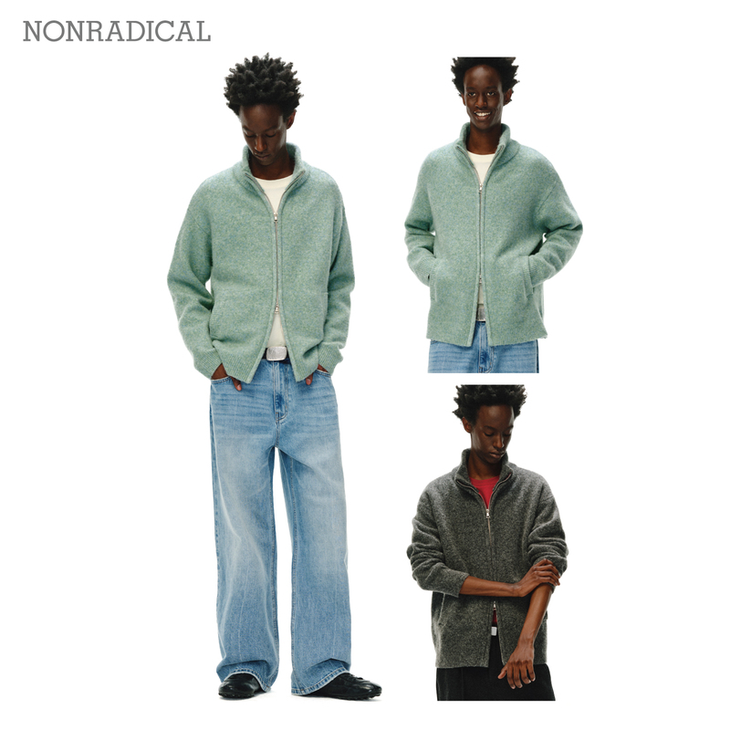 Alpaca Wool Floral Yarn Zipper Cardigan Sweater Nonradical