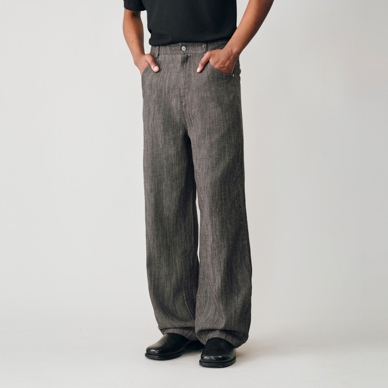 Cotton and Linen Denim Straight-Leg Jeans Nonradical