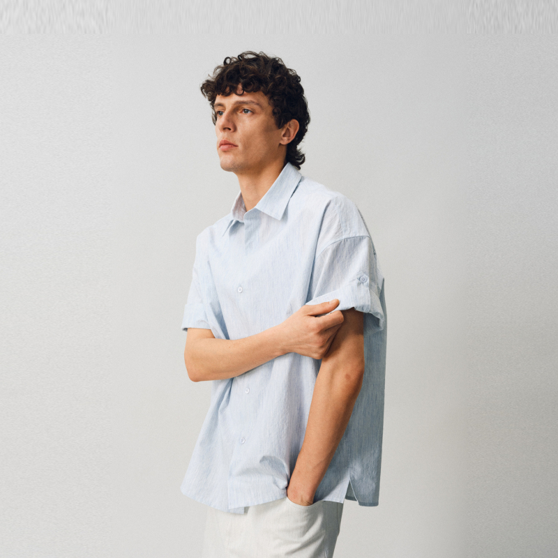 Floral Bamboo Denim Relaxed Roll-Sleeve Shirt Nonradical