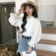 Áo cổ yếm có cổ ren trắng tay dài nữ 2018 xuân mới phiên bản Hàn Quốc áo sơ mi mỏng mỏng áo sơ mi nữ cổ trụ