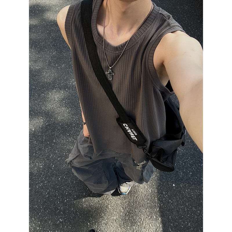 Summer American-Style Textured Loose-Fitting Solid Color Vest, Unisex