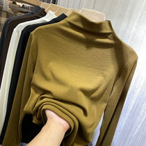 European goods semi-high-neck base shirt womens autumn and winter new slim slim thin brushed long-sleeved T-shirt Foreign style inside the top tide