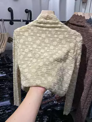 Hook flower hollow mesh lace shirt women's 2020 autumn and winter new temperament semi-high neck inner tie bottoming shirt Western style top