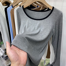 Europroduct Design Sense color round collar thread Long sleeves T-shirt woman 2021 Autumn fit new elastic hit undershirt t blouse