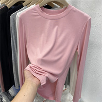 Eurostock fashion open fork pure color 100 lap slim fit thread long sleeve T-shirt woman 2022 spring dress new undershirt blouse
