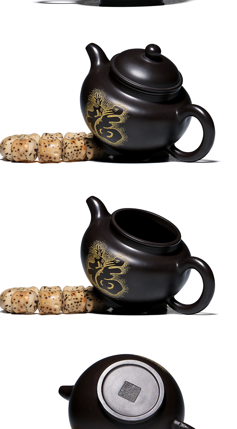 Mingyuan tea pot of yixing are it by pure manual undressed ore, black mud fortune of the ancients pot teapot tea set