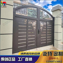 Iron courtyard door villa door laser cutting stainless steel outdoor iron door rural courtyard door double door set