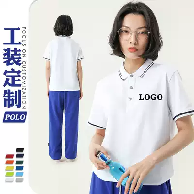 Polo shirt custom embroidered logo staff clothing short sleeves custom summer kindergarten teacher work clothes T-shirt women