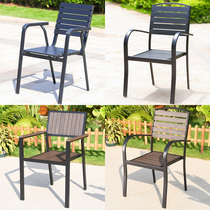 Outdoor anticorrosive wood dining chair plastic wood chair courtyard balcony modern simple garden outdoor leisure coffee hall chair