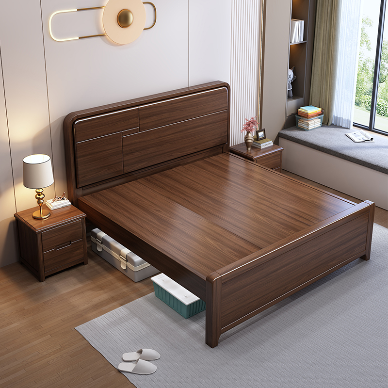 New Thickened and Heightened Solid Wood Bed with Mortise and Tenon Structure, 1.8m Double Bed, 1.5m Full-Size Hardboard Bed for the Elderly New Thickened and Heightened Solid Wood Bed with Mortise and Tenon Structure, 1.8m Double Bed, 1.5m Full-Size Hardboard Bed for the Elderly