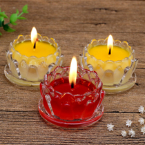 Desheng small lotus lamp crystal glass ghee lamp holder for Buddha lamp holder Buddha headlight windproof candle lamp stand long light