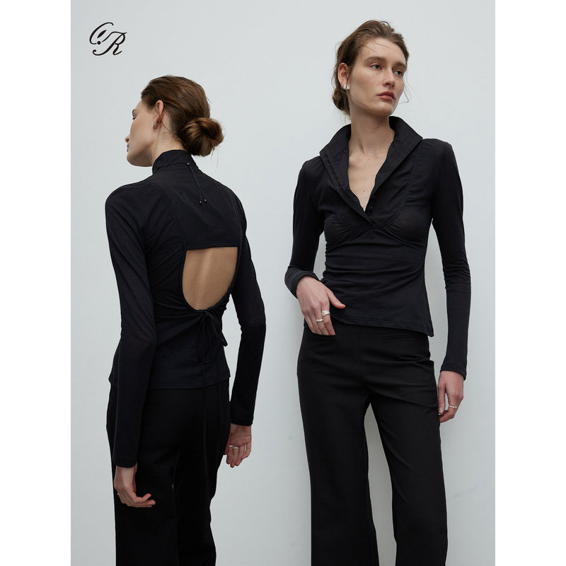Mòrang 26Ss Shirt High-Neck Backless Top