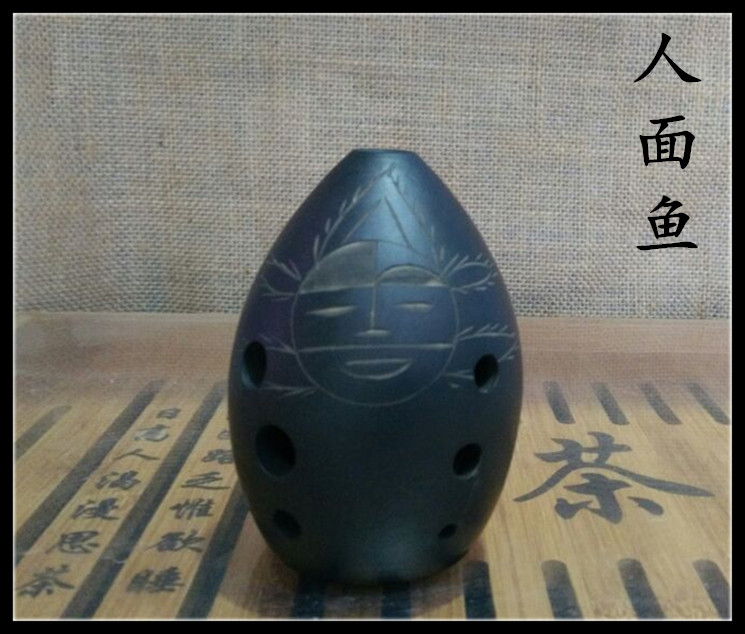Gốm đen 埙 quốc gia tám lỗ người mới bắt đầu hút thuốc chơi nhạc cụ hình quả lê 陨 gửi kiêm và túi vải cung cấp đặc biệt đàn cổ tranh