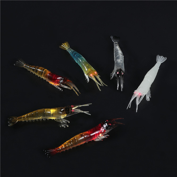 Luminous Big Soft Shrimp Soft Bait Fake Bait Fresh Water Sea Fishing Night Fishing Teething Bass with hook Hanging Bionic Bait Road Subbait