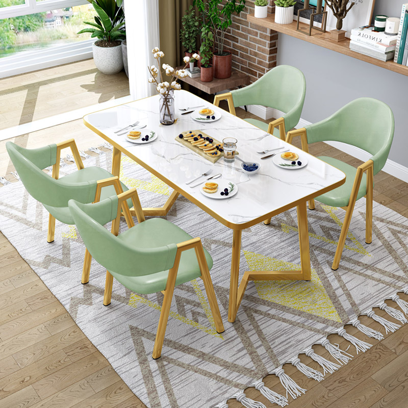 Simple modern reception meeting table and chair combination reception table shop coffee shop milk tea shop net red rectangular table