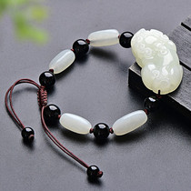 And Tian Yuhand chain jade Jade Leu handstring Male and Tian Yuhand string of male and female jade bracelet seed stock original stone handstring