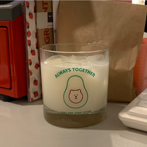 South Korea ins same cute Net Red Bear avocado glass water cup Milk Cup fruit juice cup coffee cup