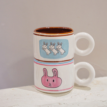  Micro-concealment sale Special Japanese ins simple hand-kneaded cup Painted Bunny series mug