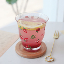 ES) summer fresh strawberry glass zakka cold water Cup drink cup Milk Cup girl girl