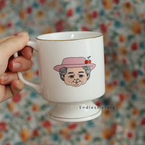 Creative Personality Lover Gift Couple Cup Cute Grandma Mug Gold Penh Retro Ceramic Cup Coffee Cup