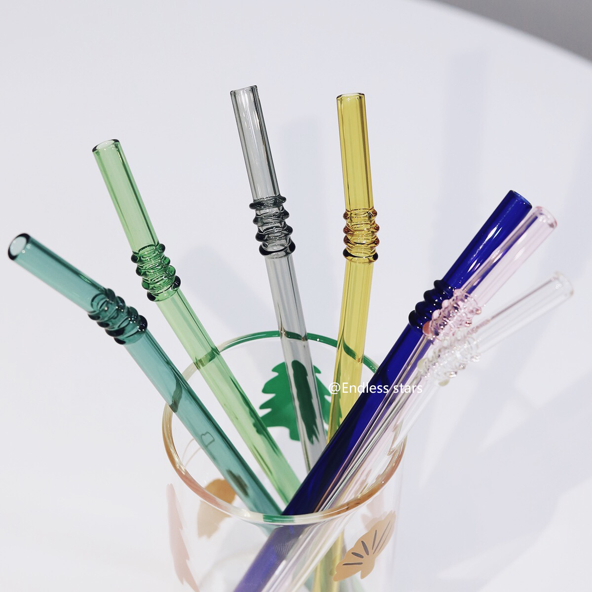 Endless stars Colour high borosilicate glass straws environmentally friendly and cold and heat resistant turning straws 3