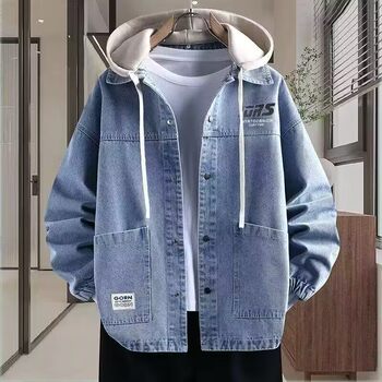ເສື້ອຍືດ denim ປີ 2025 ເດັກນ້ອຍຊາຍໂຮງຮຽນມັດທະຍົມຕອນຕົ້ນແລະນັກຮຽນມັດທະຍົມພາກຮຽນ spring ແລະດູໃບໄມ້ລົ່ນກາຕູນເສື້ອ jacket hooded tops ຜູ້ຊາຍ