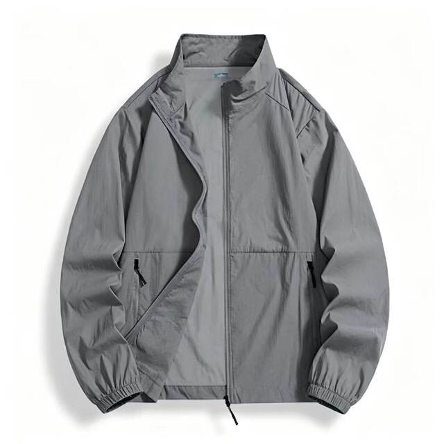 Summer ການຄ້າຕ່າງປະເທດ ice silk ບາງໆ sun protection clothes jacket men's casual stand-up collar sun protection clothes outdoor anti-UV skin clothes
