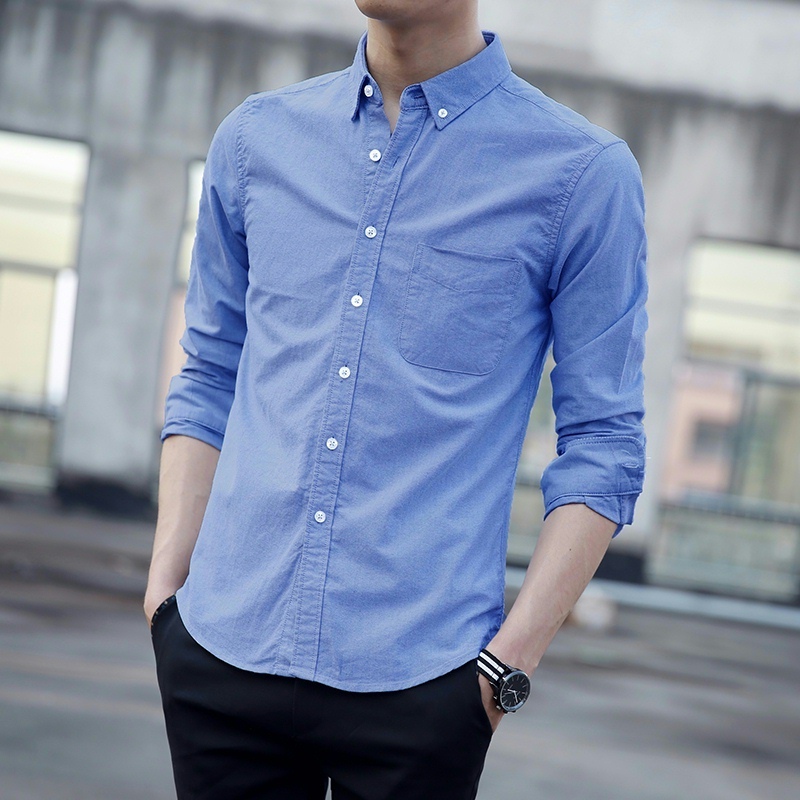 Long-Sleeved Shirt for Men, New Autumn Style, Oxford Fabric, Solid Color, Cheap Shirt, Workwear, Wear-Resistant, Men's Slim Fit, Non-Iron Top Long-Sleeved Shirt for Men, New Autumn Style, Oxford Fabric, Solid Color, Cheap Shirt, Workwear, Wear-Resistant, Men's Slim Fit, Non-Iron Top