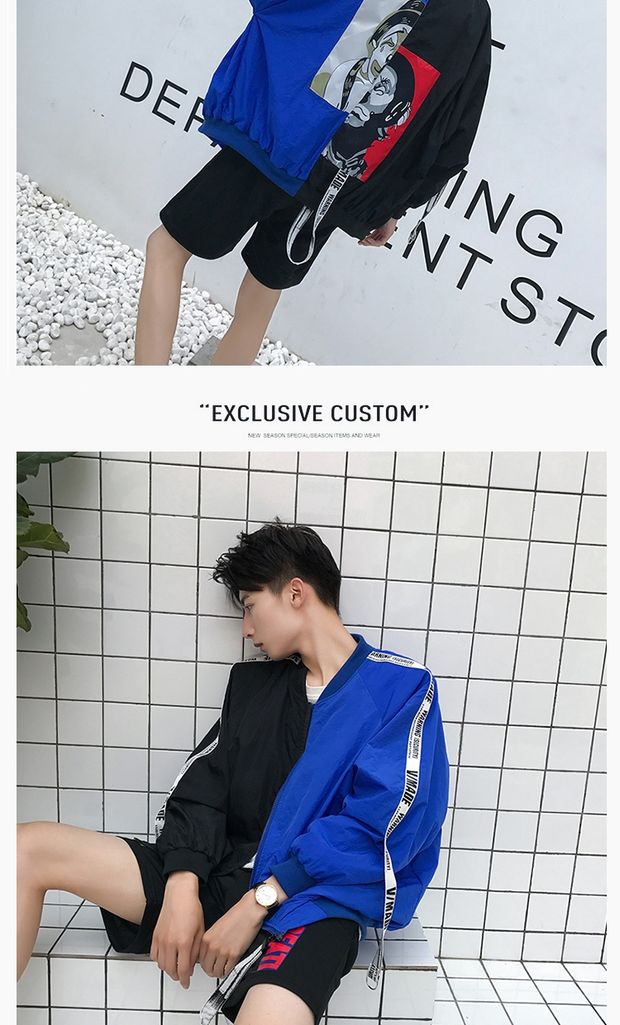Mùa xuân 2018 và áo khoác mới cho nam áo khoác màu tương phản lỏng đồng phục bóng chày Hàn Quốc đồng phục nam xu hướng áo khoác áo jean nam