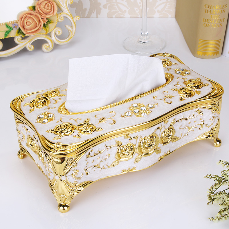 Extractable toilet paper box Russian creative car KTV tin tissue box makeup room European-style home big number containing zinc alloy