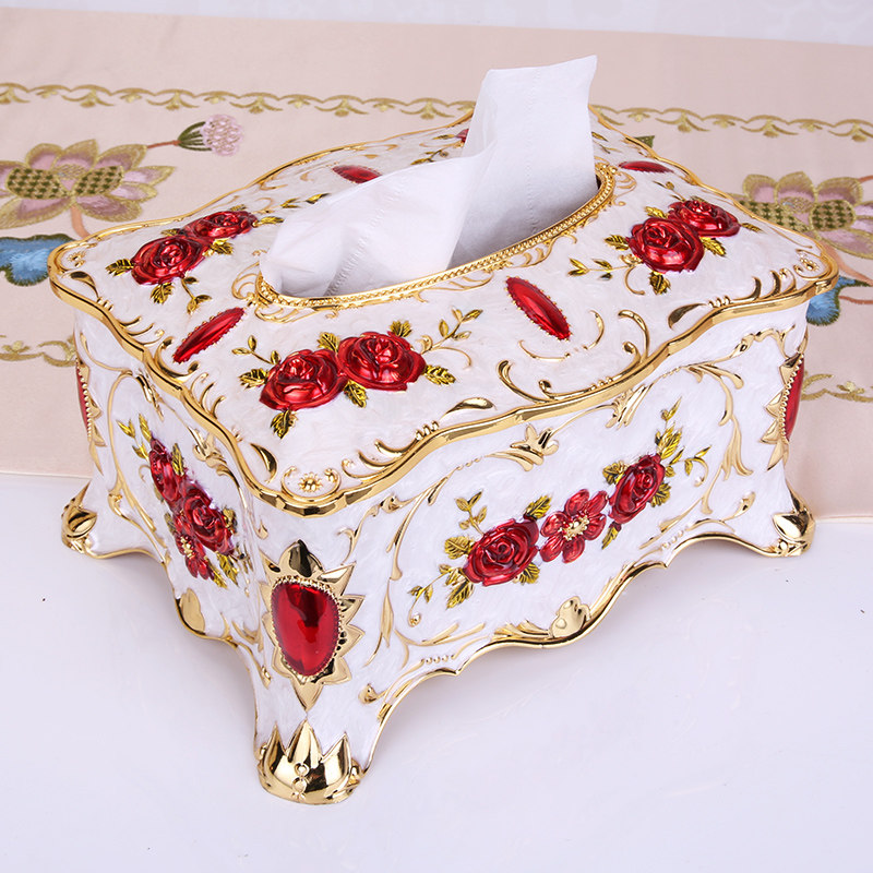 Metal European tissue box creative luxury drawing box home living room dining room table for American retro paper carton