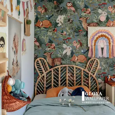 Spot Swedish imported mural children's room high grade environmental protection paper animal jungle animal Jungle wallpaper